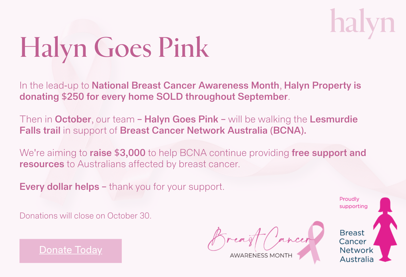 Halyn Goes Pink Banner